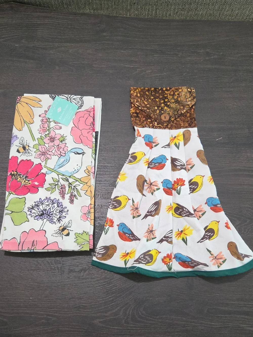 Bird & Floral Print Kitchen Towel Set Of 3